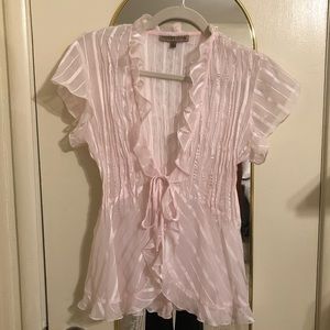 Ruffle tie-front top